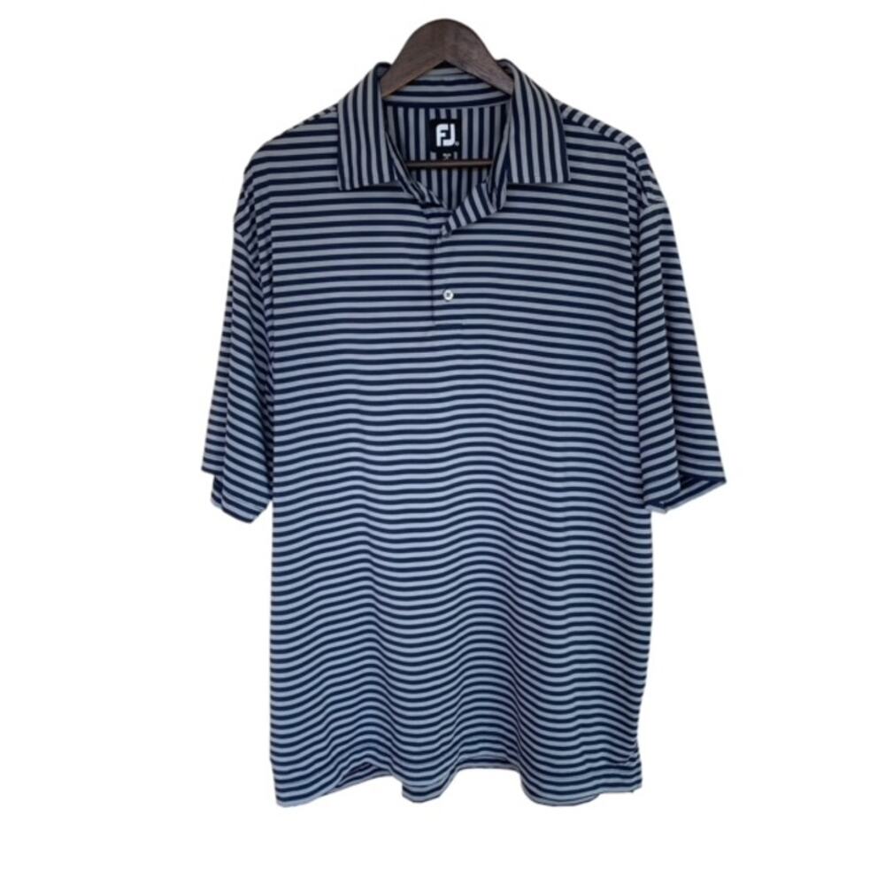 FootJoy Navy and Gray Striped Golf Polo - XXL